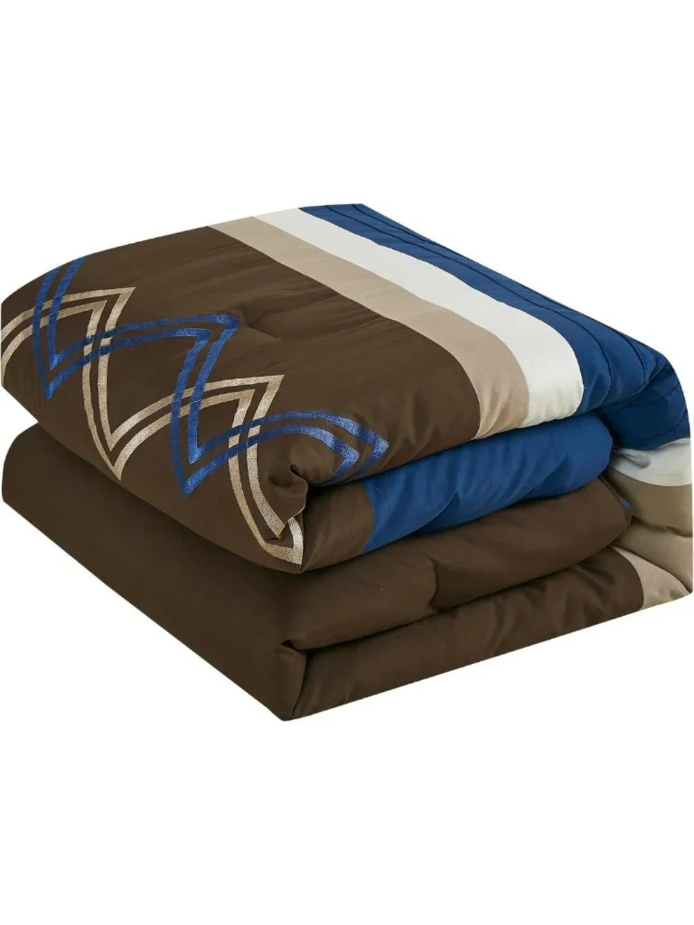 Modern 7-Piece Pleated Stripe Zigzag Comforter Set - California King